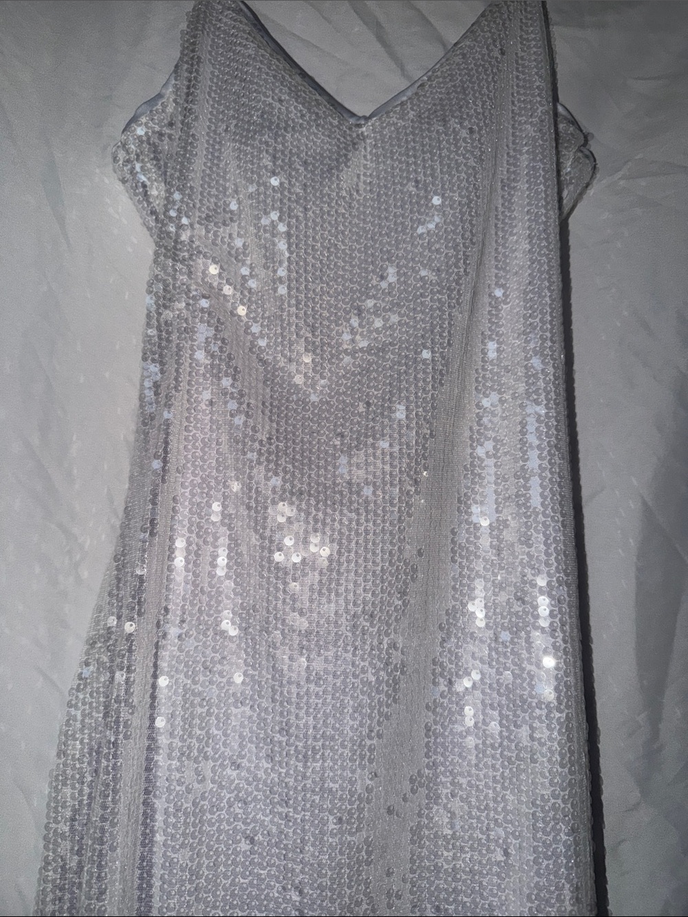Lulu's White Sequin Cutout Slip Dress bride/bachelorette/bridal - Picture 6 of 7